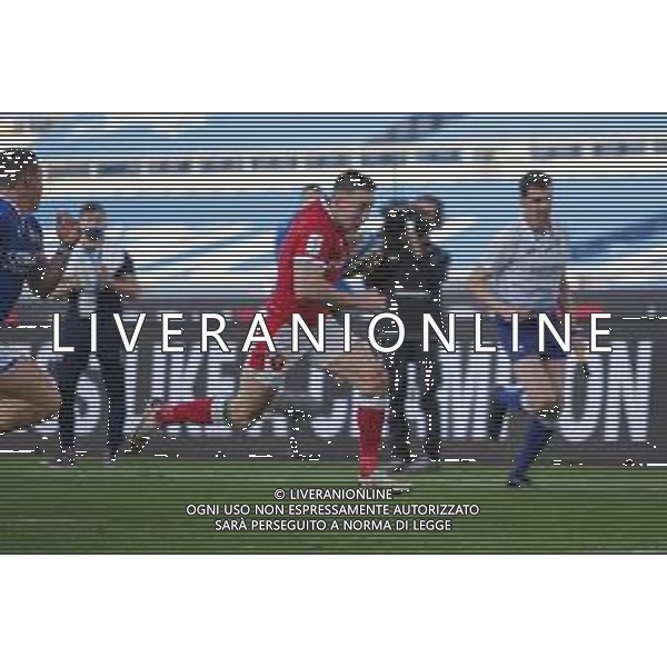 Marianiu/LMedia - 2021 Guinness Six Nations Rugby - Italy vs Wales - Rugby Six Nations match 13 March 2021 - Stadio Olimpico, rome, Italy Photo showing: Josh Adams (Wales) runs to score a try @Marianiu/LMedia AG ALDO LIVERANI SAS