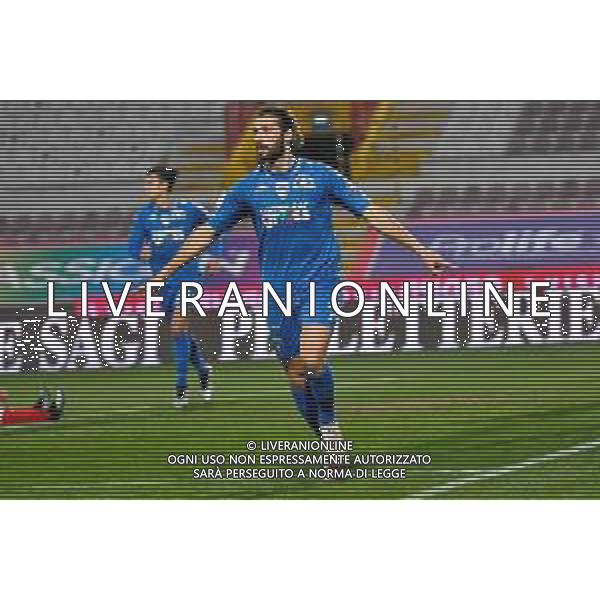 Marinil/LMedia - RL Vicenza vs Empoli FC - Italian Football Championship League BKT 2020/2021 13 March 2021 - Romeo Menti stadium, vicenza, Italy Photo showing: Leonardo Mancuso (Empoli FC) celebrate the goal of 0-1 @Marinil/LMedia AG ALDO LVERANI SAS