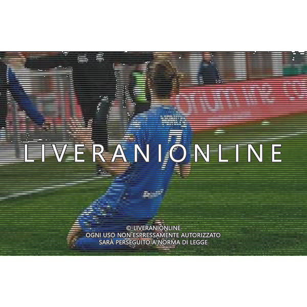 Marinil/LMedia - RL Vicenza vs Empoli FC - Italian Football Championship League BKT 2020/2021 13 March 2021 - Romeo Menti stadium, vicenza, Italy Photo showing: Leonardo Mancuso (Empoli FC) celebrate the goal of 0-1 @Marinil/LMedia AG ALDO LVERANI SAS