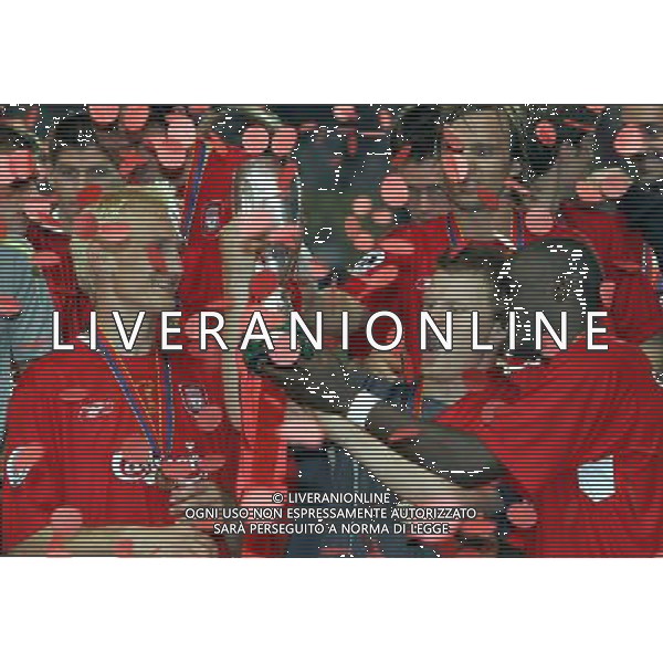 Montecarlo 26/08/2005 Finale Supercoppa Europea 2005 liverpool-cska mosca 3:1 nella foto preniazione liverpool ph marco luzzani/ag aldo liverani s.a.s.