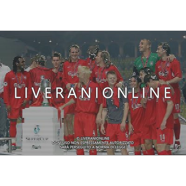 Montecarlo 26/08/2005 Finale Supercoppa Europea 2005 liverpool-cska mosca 3:1 nella foto preniazione liverpool ph marco luzzani/ag aldo liverani s.a.s.