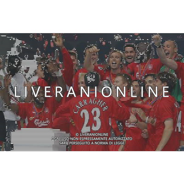 Montecarlo 26/08/2005 Finale Supercoppa Europea 2005 liverpool-cska mosca 3:1 nella foto preniazione liverpool ph marco luzzani/ag aldo liverani s.a.s.