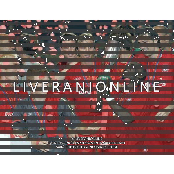 Montecarlo 26/08/2005 Finale Supercoppa Europea 2005 liverpool-cska mosca 3:1 nella foto preniazione liverpool ph marco luzzani/ag aldo liverani s.a.s.