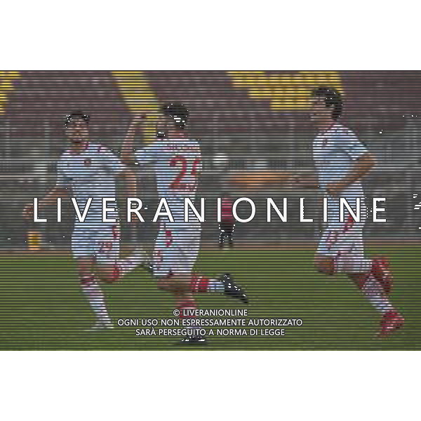 Fagiolinia/LMedia - Livorno vs Grosseto - Campionato di Calcio Serie C - Lega Pro 2020/2021 16 marzo 2021 - Stadio Armando Picchi, Livorno, Italia Nella foto: Esultanza Grosseto dopo il gol Giuseppe Sicurella (Grosseto) @Fagiolinia/LMedia AG ALDO LIVERANI SAS