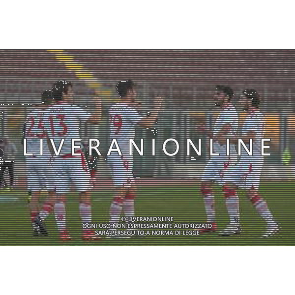 Fagiolinia/LMedia - Livorno vs Grosseto - Campionato di Calcio Serie C - Lega Pro 2020/2021 16 marzo 2021 - Stadio Armando Picchi, Livorno, Italia Nella foto: Esultanza Grosseto dopo il gol Giuseppe Sicurella (Grosseto) @Fagiolinia/LMedia AG ALDO LIVERANI SAS