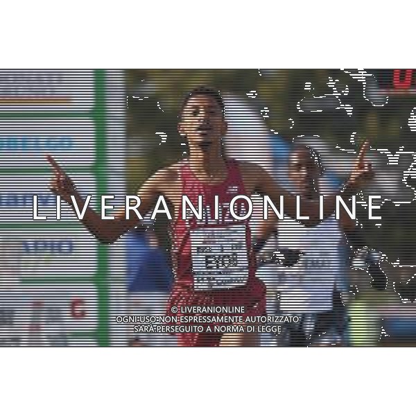 FSCV - 64° Cross del Campaccio San Giorgio su Legnano (MI), 21 Marzo2021 Nella foto: Eyob Faniel al traguardo Ph. Soli - Ag. Aldo Liverani/ AGENZIA ALDO LIVERANI SAS