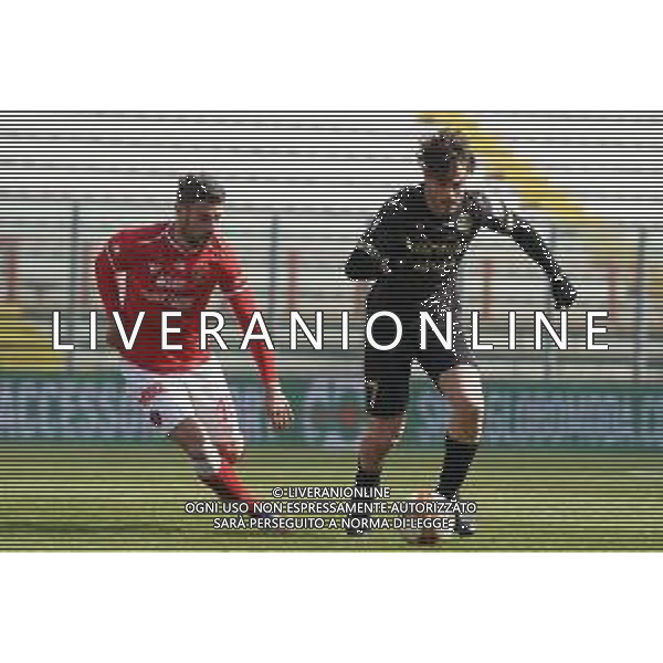 Cerquiglinio/LMedia - AC Perugia vs FC Sudtirol - Italian football Serie C match 2020/2021 21 March 2021 - Renato Curi stadium, perugia, Italy Photo showing: voltan davide (midfielder fc sudtirol) vs minesso mattia (pg18 perugia calcio) @Cerquiglinio/LMedia/ AGENZIA ALDO LIVERANI SAS