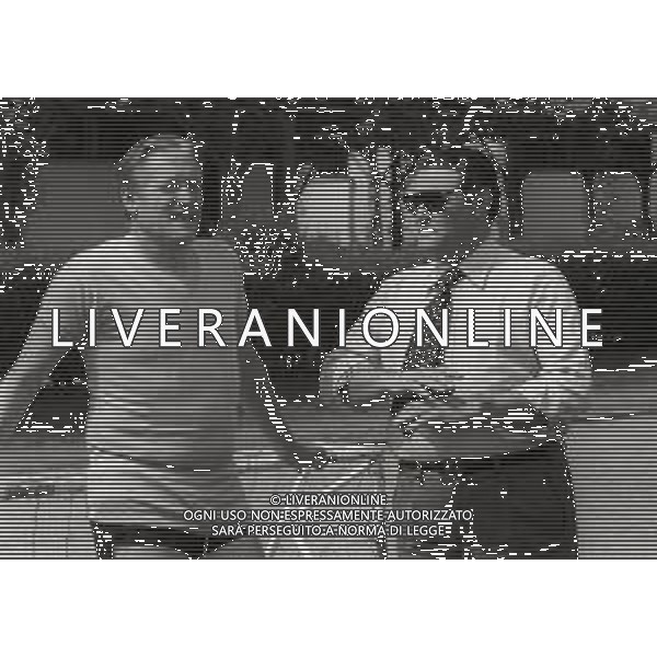 RETROSPETTIVA NILS LIEDHOLM ALLENATORE CALCIO NELLA FOTO NILS LIEDHOLM CON NEREO ROCCO A MILANELLO NELL\'ANNO 1977 AG ALDO LIVERANI SAS 