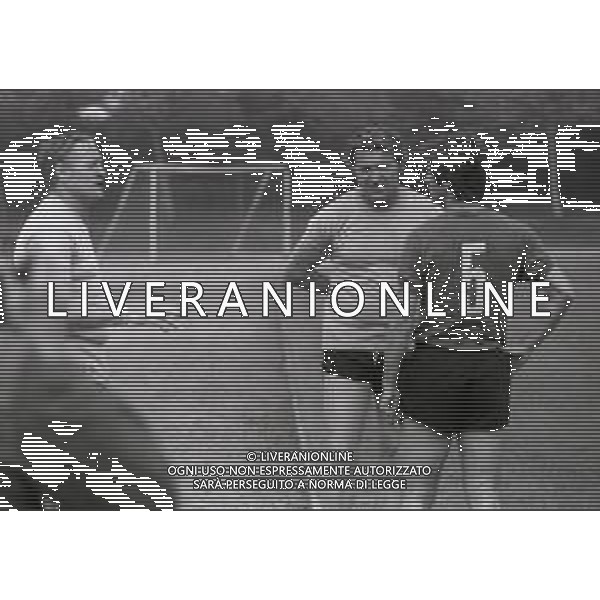 RETROSPETTIVA NILS LIEDHOLM ALLENATORE CALCIO NELLA FOTO NILS LIEDHOLM CON IL PROFESSOR ARISTIDE FACCHINI E GIANNI RIVERA A MILANELLO NELL\'ANNO 1977 AG ALDO LIVERANI SAS  