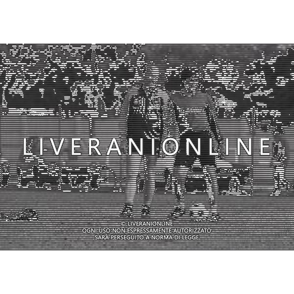 RETROSPETTIVA NILS LIEDHOLM ALLENATORE ROMA CALCIO NELLA FOTO NILS LIEDHOLM ALLENATORE ROMA CALCIO NELL\'ANNO 1983-1984 E CARLO ANCELOTTI AG ALDO LIVERANI SAS  