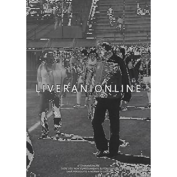 RETROSPETTIVA NILS LIEDHOLM ALLENATORE ROMA CALCIO NELLA FOTO NILS LIEDHOLM ALLENATORE MILAN NELL\'ANNO 1985-1986 CON MARIO RUSSO AG ALDO LIVERANI SAS