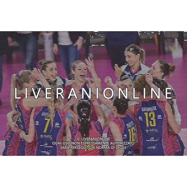 Guglielmii/LMedia - Playoff - Savino Del Bene Scandicci vs Zanetti Bergamo - Campionato di Volley Serie A1 Femminile 2020/2021 24 marzo 2021 - PalaRialdoli, Scandicci, Italia Nella foto: Savino Del Bene Scandicci festeggia la vittoria @Guglielmii/LMedia/ Agenzia ALDO LIVERANI SAS