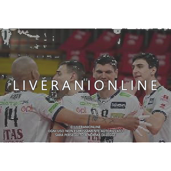 Cerquiglinio/LMedia - Sir Sicoma Monini Perugia vs Itas Trentino - Volley Champions League Men 2020/2021 24 marzo 2021 - Pala Barton, Perugia, Italia Nella foto: podrascanin marko (centrale itas trentino) esulta @Cerquiglinio/LMedia AG ALDOLIVERANI SAS