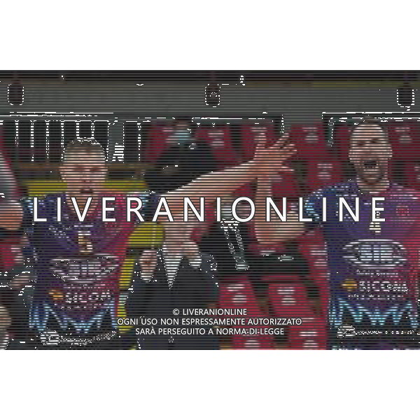 Cerquiglinio/LMedia - Sir Sicoma Monini Perugia vs Itas Trentino - Volley Champions League Men 2020/2021 24 marzo 2021 - Pala Barton, Perugia, Italia Nella foto: ter horst thijs (n.5 hitter spicker sir safety conad perugia) travica dragan (n.04 setter sir safety conad perugia) esultano @Cerquiglinio/LMedia AG ALDOLIVERANI SAS
