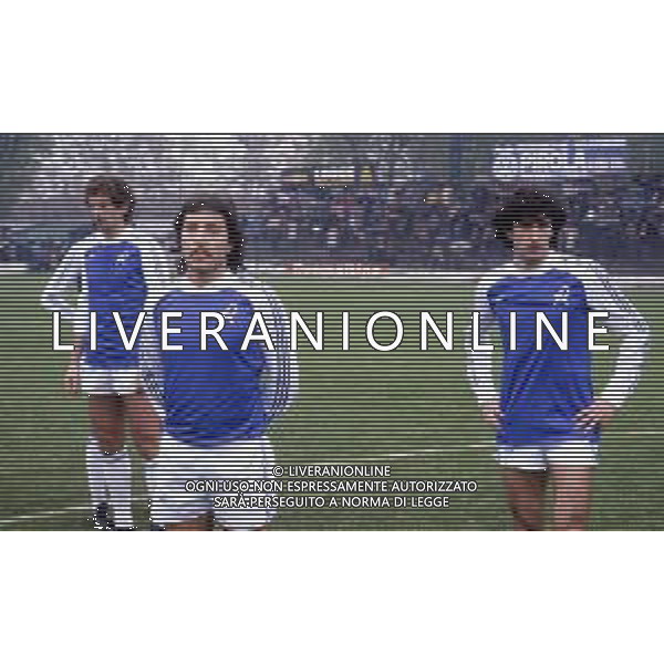 RETROSPETTIVA MAURO SANDREANI CALCIATORE NELLA FOTO MAURO SANDREANI CON LA MAGLIA DEL VICENZA CALCIO NELL\'ANNO 1979-1980 CON CLAUDIO VAGHEGGI AG ALDO LIVERANI SAS