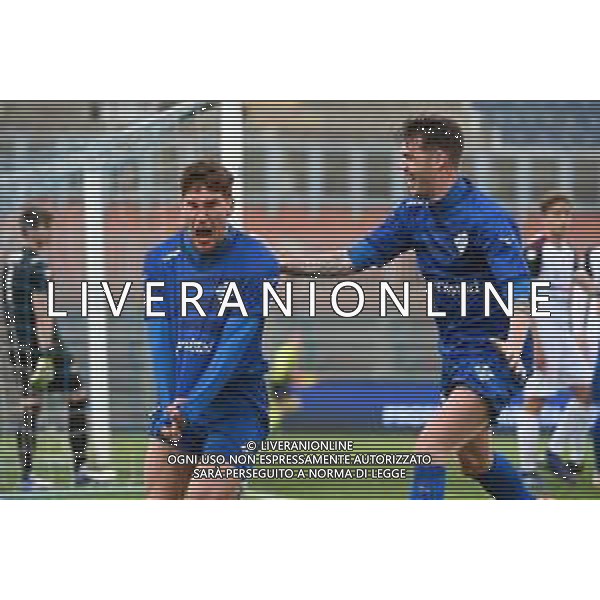 © TVRG Alessandro Gabrielloni (Como) SX esulta dopo il gol del 3 a 1 Como vs Pontedera Campionato Serie C girone A - 33a giornata Como 27-03-2021 Stadio Giuseppe Sinigaglia foto Roberto Garavaglia/ag. Aldo Liverani sas