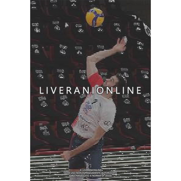 Cerquiglinio/LMedia - Playoff - Semifinali - Sir Safety Conad Perugia vs Vero Volley Monza - Campionato di Volley Superlega Serie A 2020/2021 27 marzo 2021 - Pala Barton, Perugia, Italia Nella foto: locati yacine (n.7 schiacciatore vero volley monza) al servizio @Cerquiglinio/LMedia/ AGENZIA ALDO LIVERANI SAS