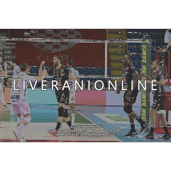 Bartomeolio/LMedia - Playoff - Semifinali - Cucine Lube Civitanova vs Itas Trentino - Campionato di Volley Superlega Serie A 2020/2021 28 marzo 2021 - Eurosuole Forum, Civitanova Marche, Italia Nella foto: Esultanza dei giocatori della Cucine Lube Civitanova @Bartomeolio/LMedia AG ALDO LIVERANI SAS