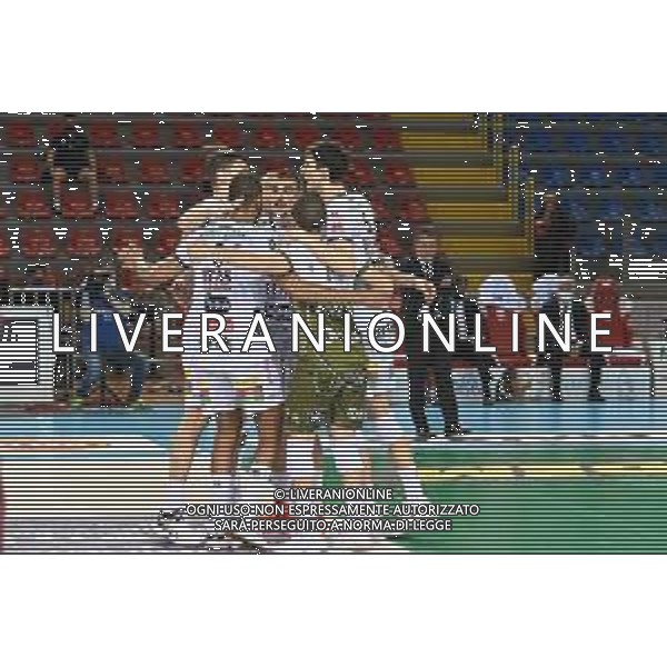 Bartomeolio/LMedia - Playoff - Semifinali - Cucine Lube Civitanova vs Itas Trentino - Campionato di Volley Superlega Serie A 2020/2021 28 marzo 2021 - Eurosuole Forum, Civitanova Marche, Italia Nella foto: Esultanza giocatori Itas Trentino @Bartomeolio/LMedia AG ALDO LIVERANI SAS
