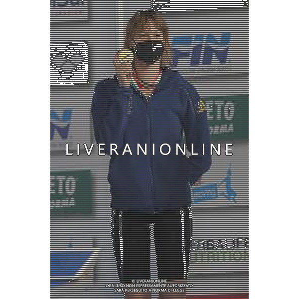 Riccione 02/04/2021 - CAMPIONATO ITALIANO UNIPOLSAI ASSOLUTO DI NUOTO PRIMAVERILE- nella foto: federica pellegrini sul podio ©Claudio Zamagni/Agenzia Aldo Liverani