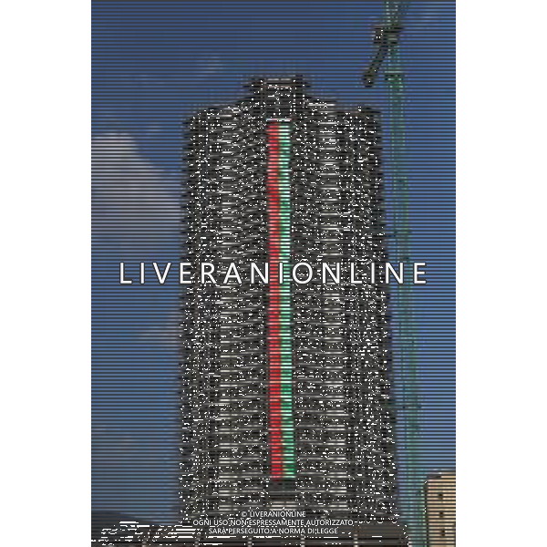 Marchettiu/LMedia - Ternana vs Avellino - Campionato di Calcio Serie C - Lega Pro 2020/2021 03 aprile 2021 - Stadio Liberati, Terni, Italia Nella foto: i colori della Ternana sul palazzo del tulipano a sottolineare il sostegno della citta di Terni @Marchettiu/LMedia AG ALDO LIVERANI SAS