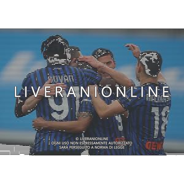 Atalanta-Udinese Campionato di Calcio serie A TIM 2020/2021 29a giornata Bergamo, 3 aprile 2021 Nella foto: i giocatori dell\'Atalanta esultano dopo il gol dell\'1-0 di Luis Muriel Ph. Soli - Ag. Aldo Liverani
