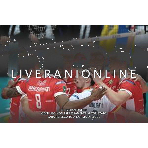 Tommasinio/LMedia - Playoff 5o posto - NBV Verona VS Consar Ravenna - Campionato di Volley Superlega Serie A 2020/2021 04 aprile 2021 - AGSM Forum, Verona, Italia Nella foto: Esultanza Consar Ravenna @Tommasinio/LMedia AG ALDO LIVERANI SAS