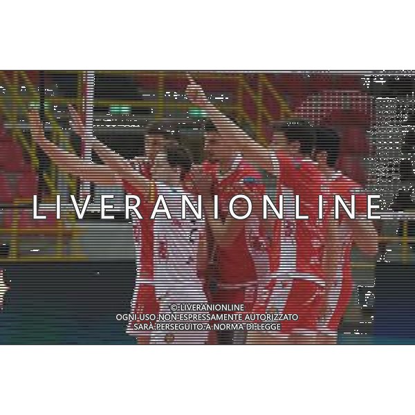 Tommasinio/LMedia - Playoff 5o posto - NBV Verona VS Consar Ravenna - Campionato di Volley Superlega Serie A 2020/2021 04 aprile 2021 - AGSM Forum, Verona, Italia Nella foto: Esultanza Consar Ravenna @Tommasinio/LMedia AG ALDO LIVERANI SAS