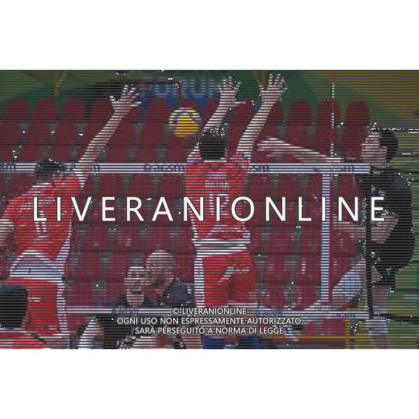Tommasinio/LMedia - Playoff 5o posto - NBV Verona VS Consar Ravenna - Campionato di Volley Superlega Serie A 2020/2021 04 aprile 2021 - AGSM Forum, Verona, Italia Nella foto: Schiacciata in diagonale di Giulio Magalini - NBV Verona @Tommasinio/LMedia AG ALDO LIVERANI SAS