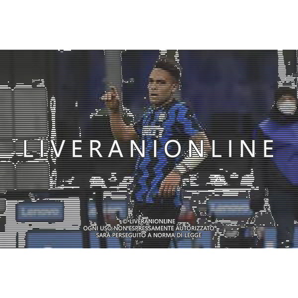 Lautaro Martinez (Inter) esulta dopo il gol del 2 a 0 Inter vs Sassuolo Campionato Serie A TIM - recupero 28a giornata Milano 07-04-2021 Stadio Giuseppe Meazza - San Siro foto Roberto Garavaglia/ag. Aldo Liverani sas / AGENZIA ALDO LIVERANI SAS