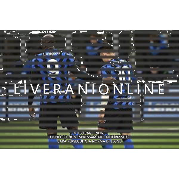 esultanza Inter dopo il gol del 2 a 0 Lautaro Martinez Inter vs Sassuolo Campionato Serie A TIM - recupero 28a giornata Milano 07-04-2021 Stadio Giuseppe Meazza - San Siro foto Roberto Garavaglia/ag. Aldo Liverani sas / AGENZIA ALDO LIVERANI SAS