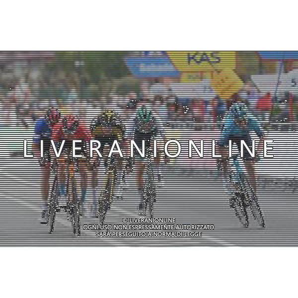 08-04-2021 Itzulia Basque Country; Tappa 04 Vitoria - Hondarribia; 2021, Astana - Premier Tech; 2021, Bahrain - Victorious; 2021, Jumbo - Visma; 2021, Bora - Hansgrohe; Izaguirre, Jon; Bilbao, Peio; Vingegaard, Jonas; Buchmann, Emanuel; Hondarribia; ©SIROTTI / AGENZIA ALDO LIVERANI SAS