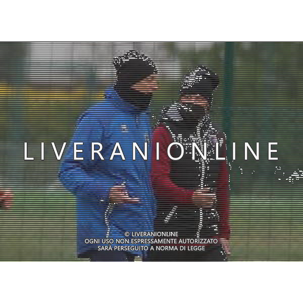 IMOLA 13 04 2021 IMOLESE CALCIO PRIMO ALLENAMENTO DI LORENZO MEZZETTI NUOVO ALLENATORE DELL\'IMOLESE CALCIO NELLA FOTO LORENZO MEZZETTI ALLENATORE DELL\'IMOLESE CALCIO E PRESIDENTE LORENZO SPAGNOLI