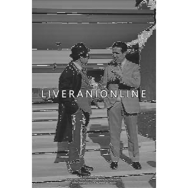INTERNAZIONALE CALCIO 1963/1964 NELLA FOTO FULVIO ASTORI GIORNALISTA SPORTIVO CON L\'ALLENATORE HELENIO HERRERA FOTO CARLO LORENZINI-AGENZIA ALDO LIVERANI SAS