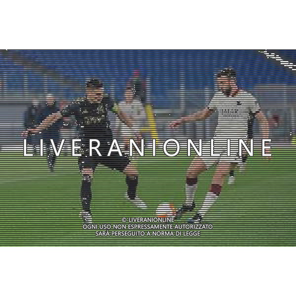 Corradettia/LMedia - AS Roma vs AFC Ajax - football Europa League match 2020/2021 15 April 2021 - Stadio Olimpico, rome, Italy Photo showing: Dusan Tadic of AFC Ajax and Bryan Cristante of AS Roma seen in action @Corradettia/LMedia/ AGENZIA ALDO LIVERANI SAS