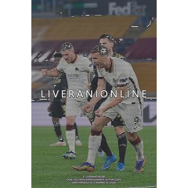 Corradettia/LMedia - AS Roma vs AFC Ajax - football Europa League match 2020/2021 15 April 2021 - Stadio Olimpico, rome, Italy Photo showing: Edin Dzeko of AS Roma celebrates after scoring goal 1-1 seen in action @Corradettia/LMedia/ AGENZIA ALDO LIVERANI SAS