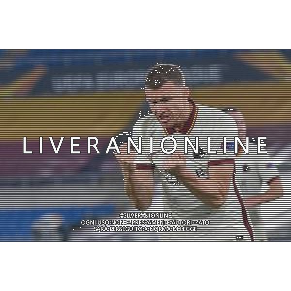 Corradettia/LMedia - AS Roma vs AFC Ajax - football Europa League match 2020/2021 15 April 2021 - Stadio Olimpico, rome, Italy Photo showing: Edin Dzeko of AS Roma celebrates after scoring goal 1-1 seen in action @Corradettia/LMedia/ AGENZIA ALDO LIVERANI SAS