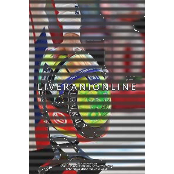 The helmet of Mick Schumacher (GER) Haas F1 Team. 17.04.2021. Formula 1 World Championship, Rd 2, Emilia Romagna Grand Prix, Imola, Italy, Qualifying Day. - www.xpbimages.com, EMail: requests@xpbimages.com © Copyright: Moy / XPB Images/ AGENZIA ALDO LIVERANI SAS - ITALY ONLY EDITORIAL USE ONLY