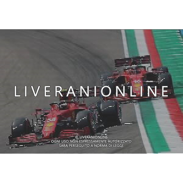 IMOLA 17 04 2021 AUTODROMO ENZO E DINO FERRARI SABATO POLE PER HAMILTON NELLA FOTO CARLOS SAINZ E CHARLES LECLERC FERRARI ©SANNA/ AGENZIA ALDO LIVERANI SAS - 17.04.2021. Formula 1 World Championship Emilia Romagna Grand Prix, Imola, Italia, Qualifying Day. Qualifiche Prove Ufficiali
