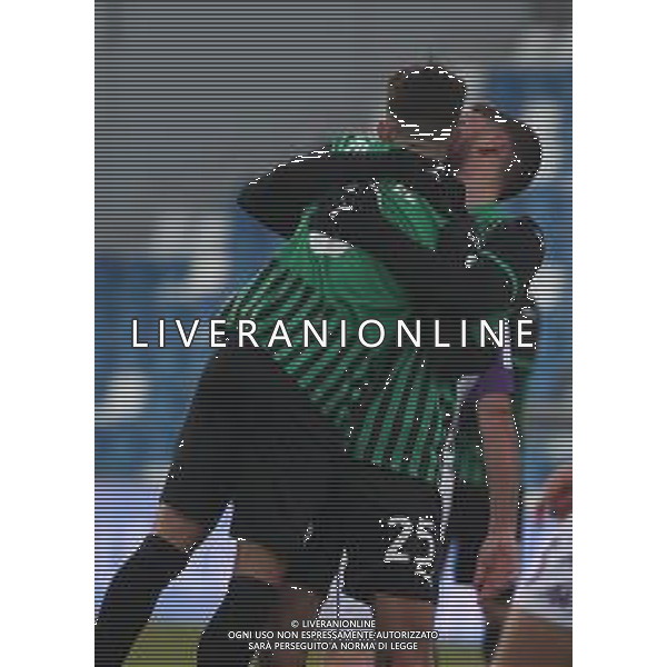 SASSUOLO - FIORENTINA CAMPIONATO CALCIO SERIE A TIM 17.04.2021 NELLA FOTO ESULTANZA DOPO IL GOL DI MAXIME LOPEZ - ABBRACCIO CON DOMENICO BERARDI ©SANTANDREA/ AGENZIA ALDO LIVERANI SAS