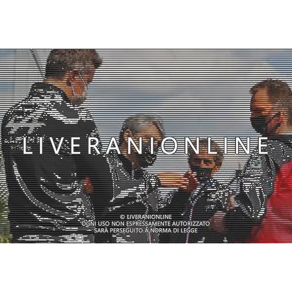(L to R): Marcin Budkowski (POL) Alpine F1 Team Executive Director; Luca de Meo (ITA) Groupe Renault Chief Executive Officer; Alain Prost (FRA) Alpine F1 Team Non-Executive Director; Marcin Budkowski (POL) Alpine F1 Team Executive Director; Frederic Vasseur (FRA) Alfa Romeo Racing Team Principal. 17.04.2021. Formula 1 World Championship, Rd 2, Emilia Romagna Grand Prix, Imola, Italy, Qualifying Day. - www.xpbimages.com, EMail: requests@xpbimages.com © Copyright: Moy / XPB Images/ AGENZIA ALDO LIVERANI SAS - ITALY ONLY EDITORIAL USE ONLY