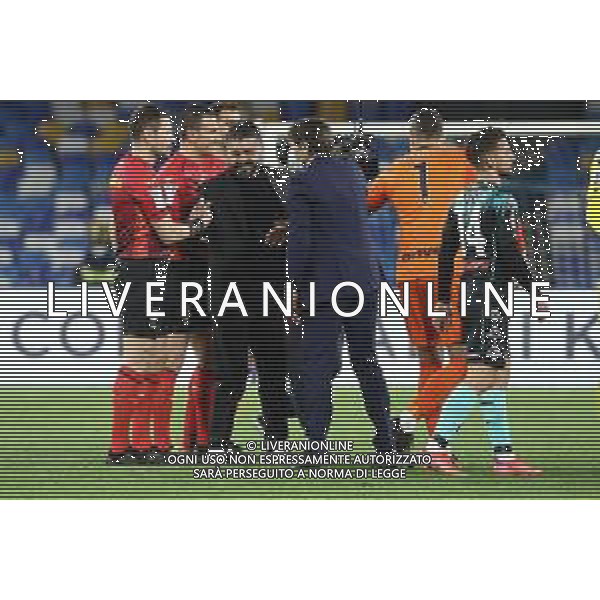 NAPOLI - INTER CAMPIONATO CALCIO SERIE A TIM 18.04.2021 Nella foto arbitro doveri, Gennaro Gattuso, Antonio Conte a fine gara © MOSCA / AGENZIA ALDO LIVERANI SAS