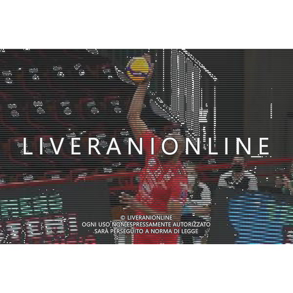 Cerquiglinio/LMedia - Gara 3 Finale Play Off - Sir Safety Conad Perugia vs Cucine Lube Civitanova - Campionato di Volley Superlega Serie A 2020/2021 21 aprile 2021 - Pala Barton, Perugia, Italia Nella foto: simon robertlandy (n.13 middleblocker_centrale cucine lube civitanova) al servizio @Cerquiglinio/LMedia AG ALDO LIVERANI SAS