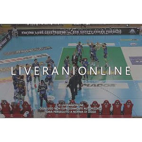 Bartomeolio/LMedia - Gara 4 Finale Play Off - Cucine Lube Civitanova vs Sir Safety Conad Perugia - Campionato di Volley Superlega Serie A 2020/2021 24 aprile 2021 - Eurosuole Forum, Civitanova Marche, Italia Nella foto: Sir Safety Conad Perugia scende in campo @Bartomeolio/LMedia/AGENZIA ALDO LIVERANI SAS