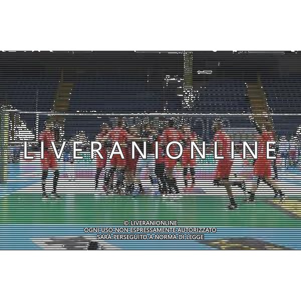 Bartomeolio/LMedia - Gara 4 Finale Play Off - Cucine Lube Civitanova vs Sir Safety Conad Perugia - Campionato di Volley Superlega Serie A 2020/2021 24 aprile 2021 - Eurosuole Forum, Civitanova Marche, Italia Nella foto: L\'esultanza a fine partita dei giocatori della Cucine Lube Civitanova @Bartomeolio/LMedia/AGENZIA ALDO LIVERANI SAS
