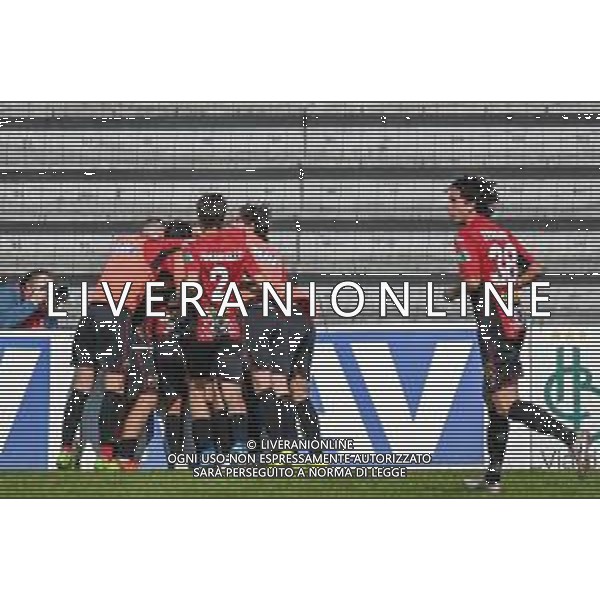 Fagiolinia/LMedia - Lucchese vs Lecco - Campionato di Calcio Serie C - Lega Pro 2020/2021 25 aprile 2021 - Stadio Porta Elisa, Lucca, Italia Nella foto: Esultanza Lucchese dopo il gol su rigore di Michel Cruciani (Lucchese) @Fagiolinia/LMedia AG ALDO LIVERANI SAS