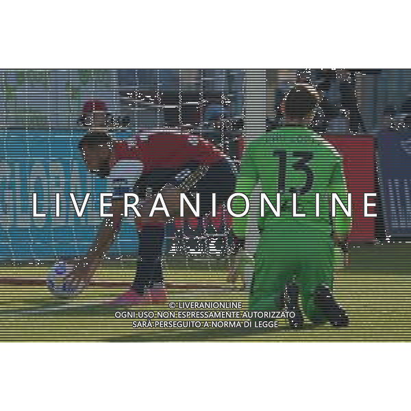 25-4-2021. Cagliari Calcio - A.S. Roma, Serie A 2020-2021, Italia, Sardegna, Cagliari, Stadio Sardegna Arena. Nella foto: gol ed esultanza di Charalampos Lykogiannis Cagliari contro roma in casa 1-0 ©MOI/AGENZIA ALDO LIVERANI SAS