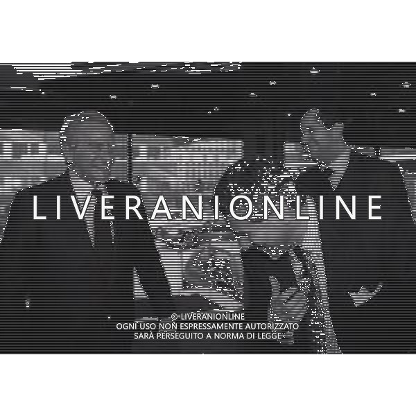 RETROSPETTIVA GIAMPIERO BONIPERTI DIRIGENTE SPORTIVO NELLA FOTO GIAMPIERO BONIPERTI NELL\'ANNO 1995 IN LEGA CALCIO A MILANO CON OSCAR DAMIANI AG ALDO LIVERANI SAS 
