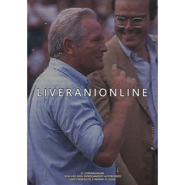 RETROSPETTIVA GIAMPIERO BONIPERTI PRESIDENTE JUVENTUS CALCIO NELLA FOTO GIAMPIERO BONIPERTI NELL\'ANNO 1991 A VILLAR PEROSA  AG ALDO LIVERANI SAS