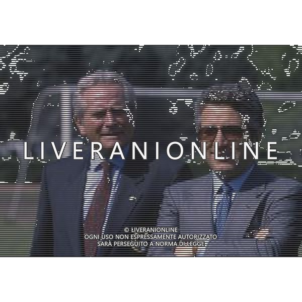 RETROSPETTIVA GIAMPIERO BONIPERTI PRESIDENTE JUVENTUS CALCIO NELLA FOTO GIAMPIERO BONIPERTI DIRIGENTE DELLA NAZIONALE ITALIANA AG ALDO LIVERANI SAS
